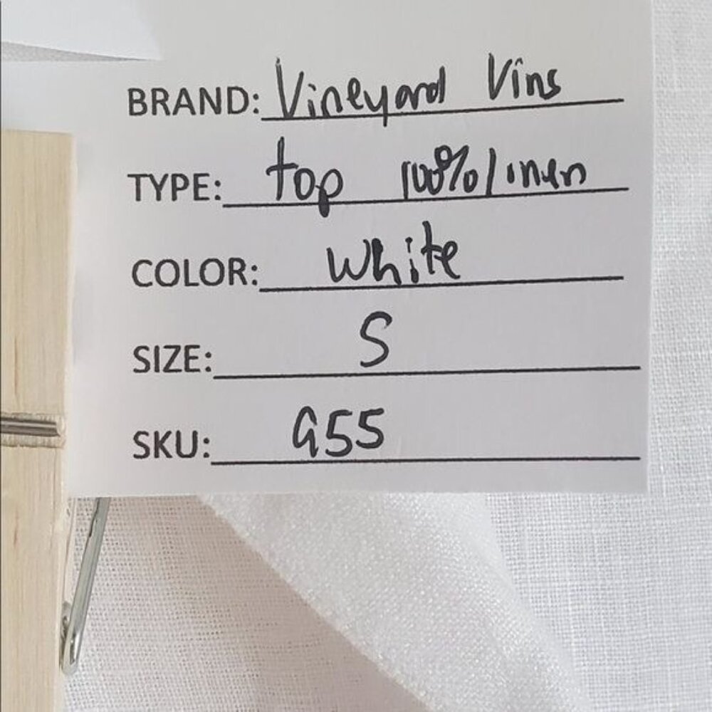 Vineyard Vines White Linen Top Womens Small 3/4 Sleeve Minimalist Coastal Resort - Picture 7 of 8